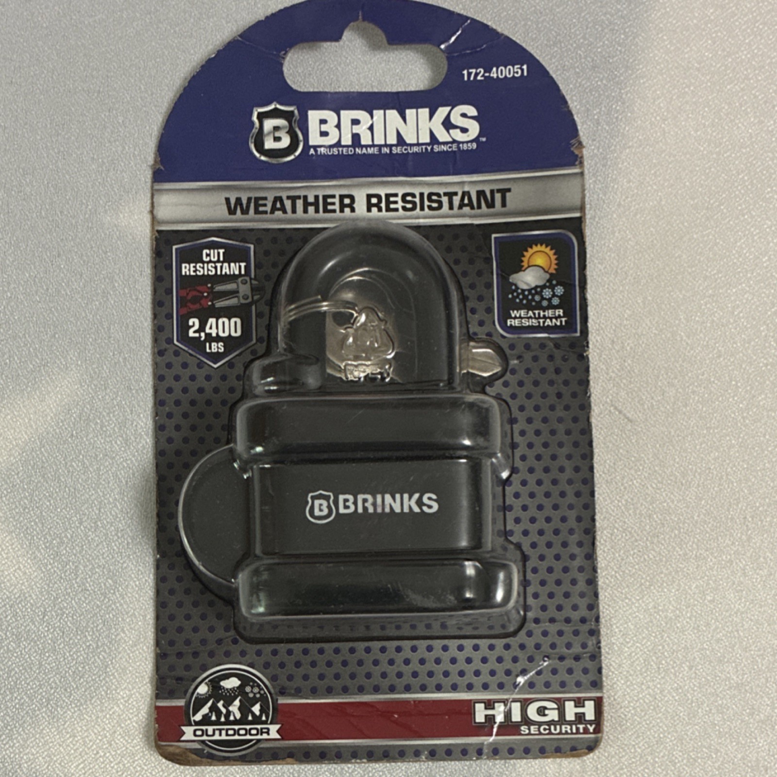 Brinks 172-40051 Weather Resistant Shrouded Steel Keyed Padlock Black 4-Pin