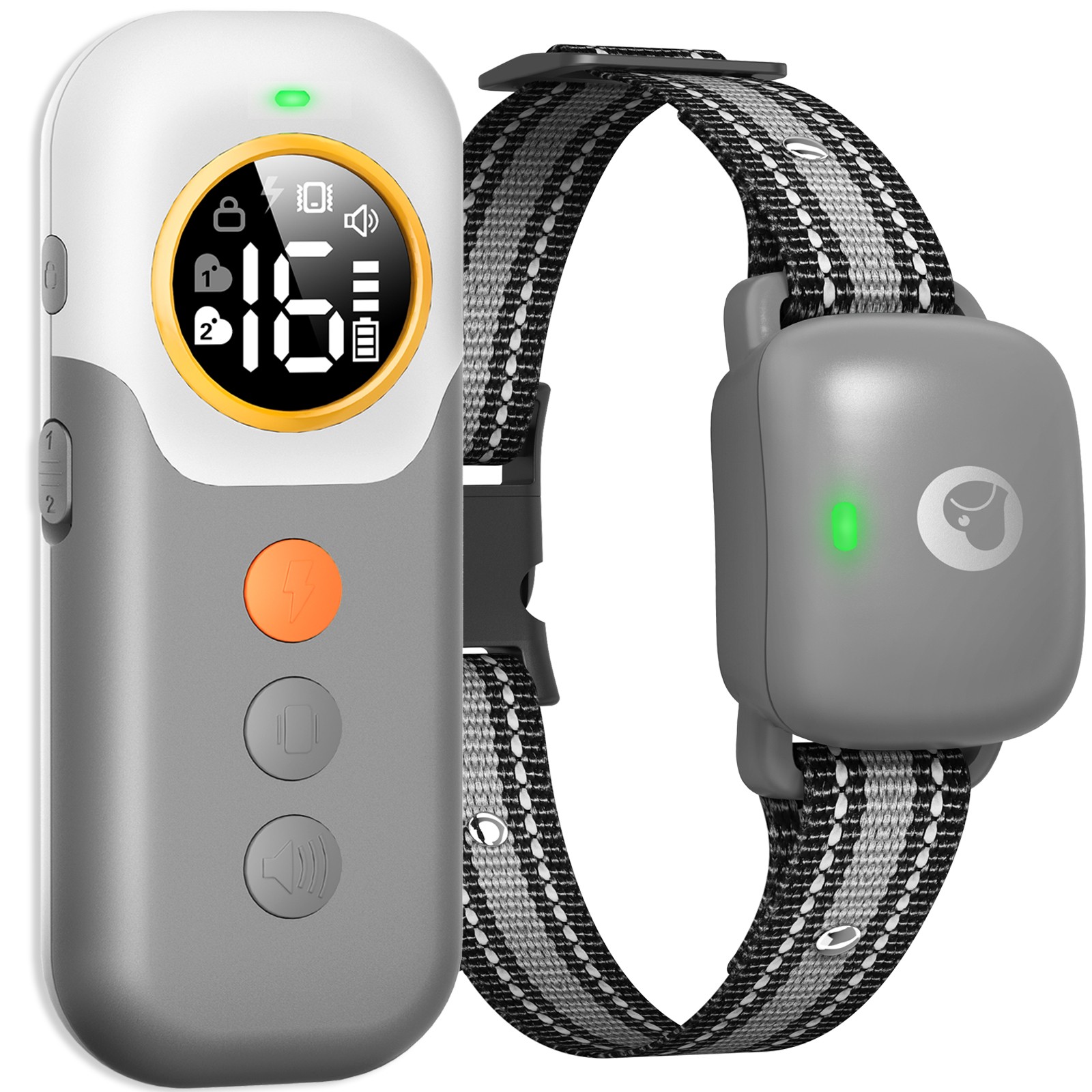 Grey Dogs Training Collar E-Collar Remote Adjustable Bark Shock Dog Pet Trainer