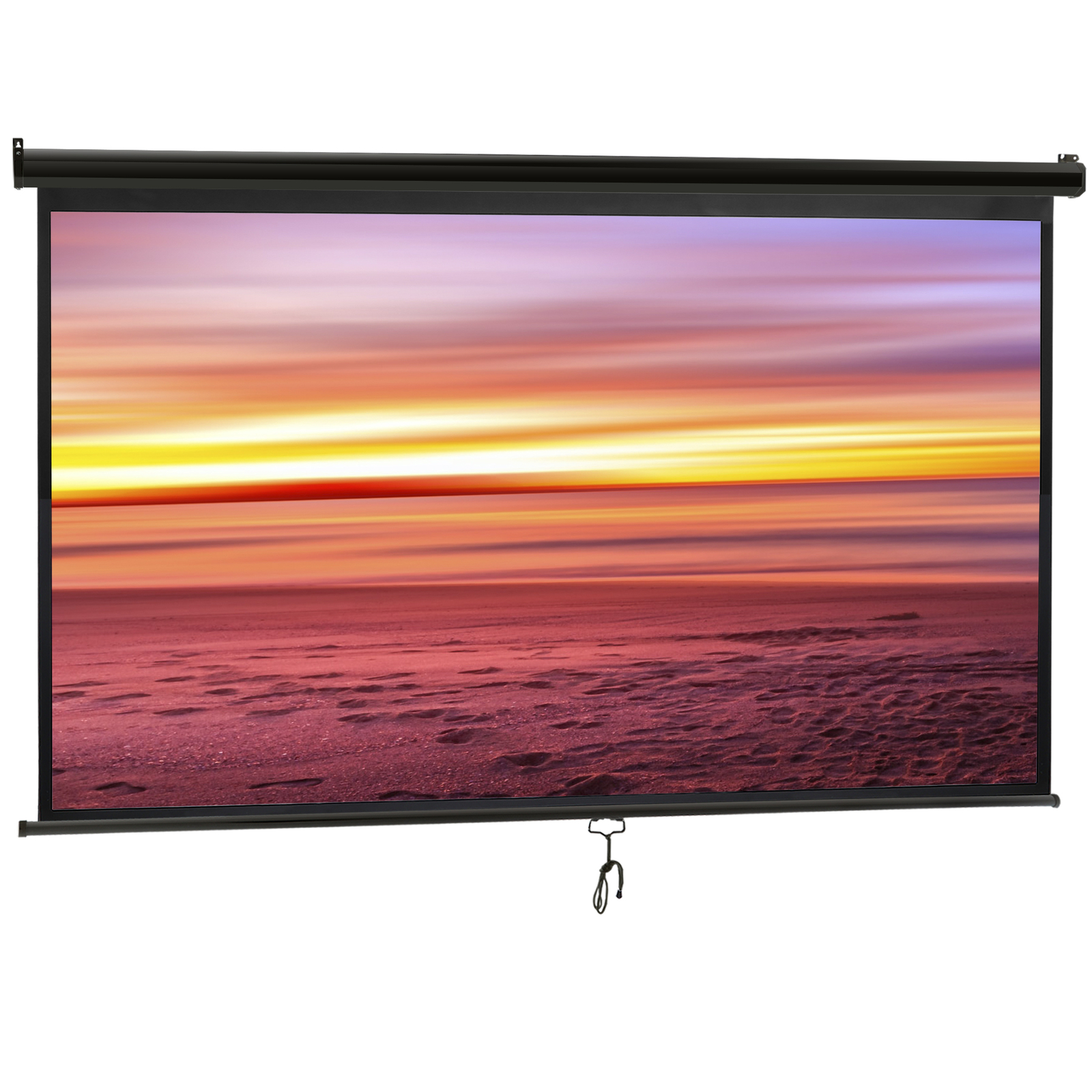 Portable Pull Down 100" 16:9 Hd Projection Screen Home Office Indoor Outdoor Use