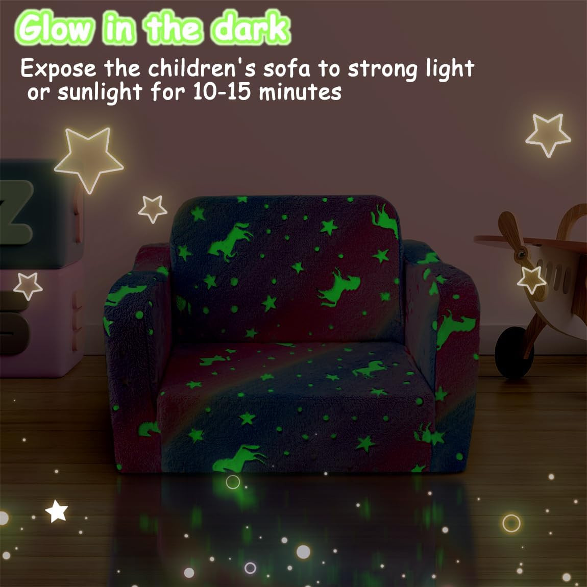 Toddler Chair and Couch, 2 -In-1 Toddler Couch Fold Out, Convertible Chairs for
