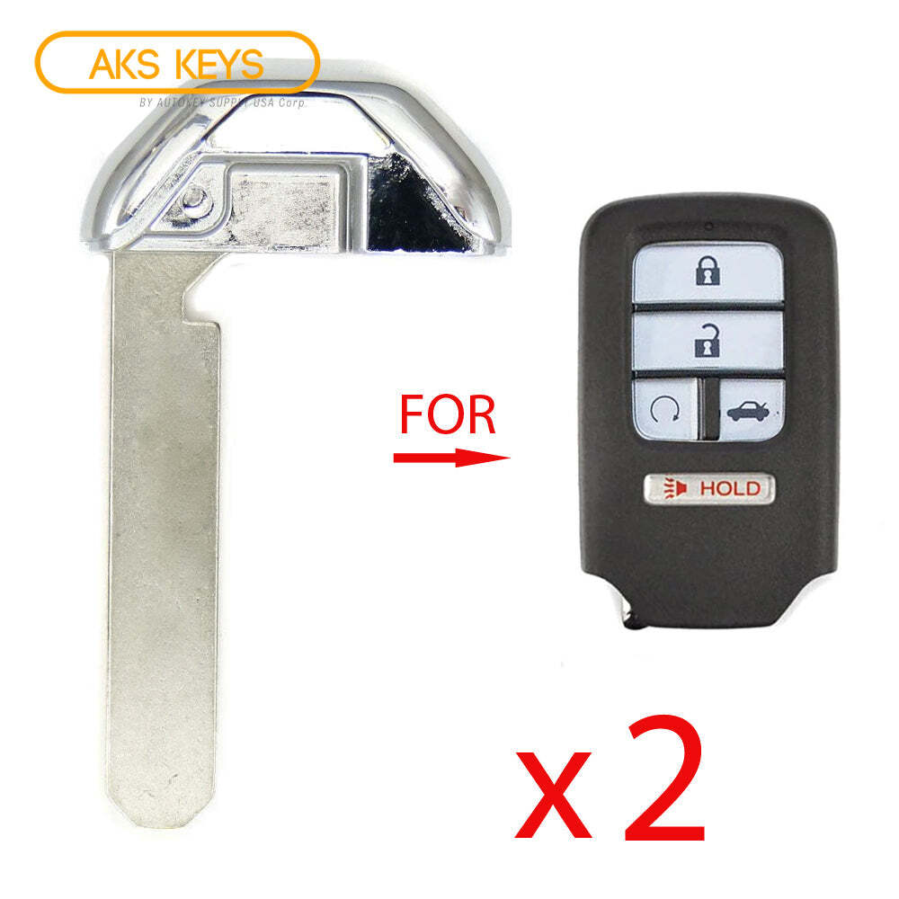 2 Remote Smart Emergency Key Insert Blade High Security Replacement for Honda