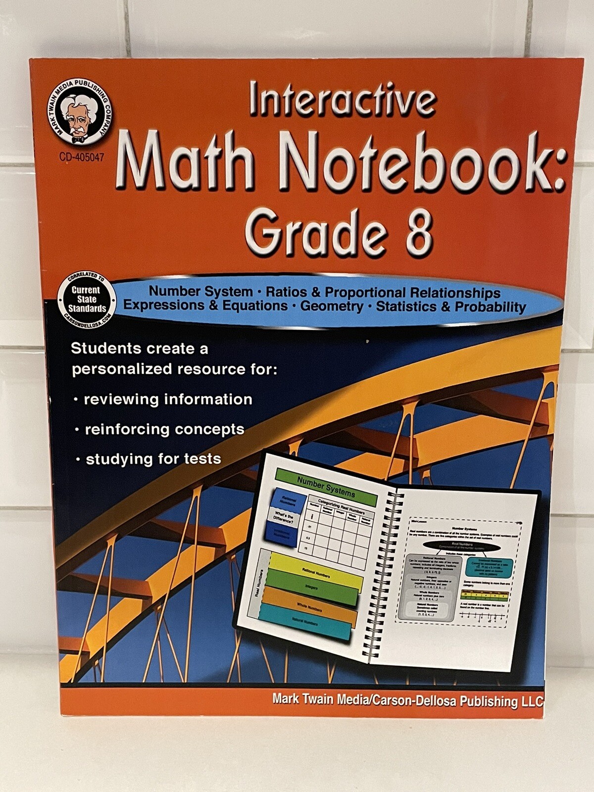 Interactive Math Notebook Resource Book, Grade 8 Homeschool Geometry Statistics
