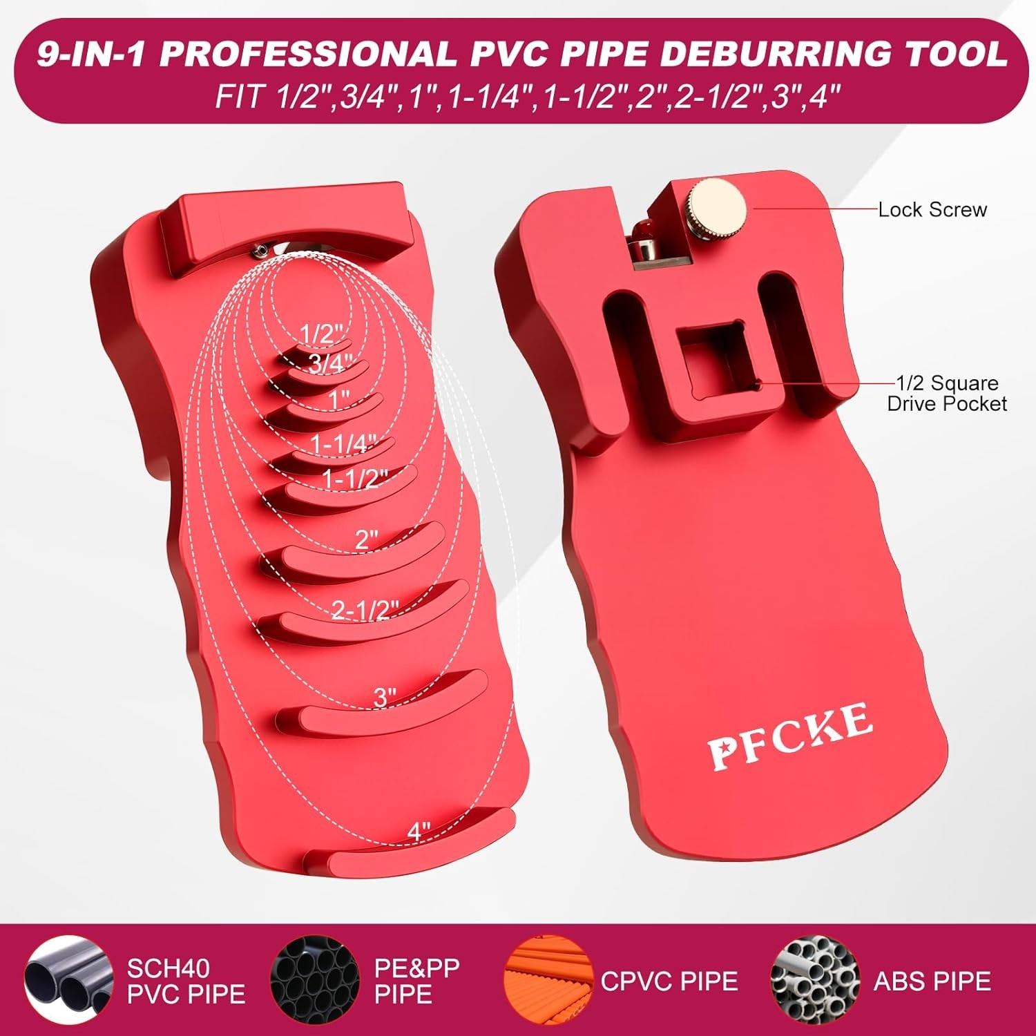 9-In-1 Adjustable PVC Pipe Chamfer Tool 0.5-4 Inch SCH40 Reamer For Deburring