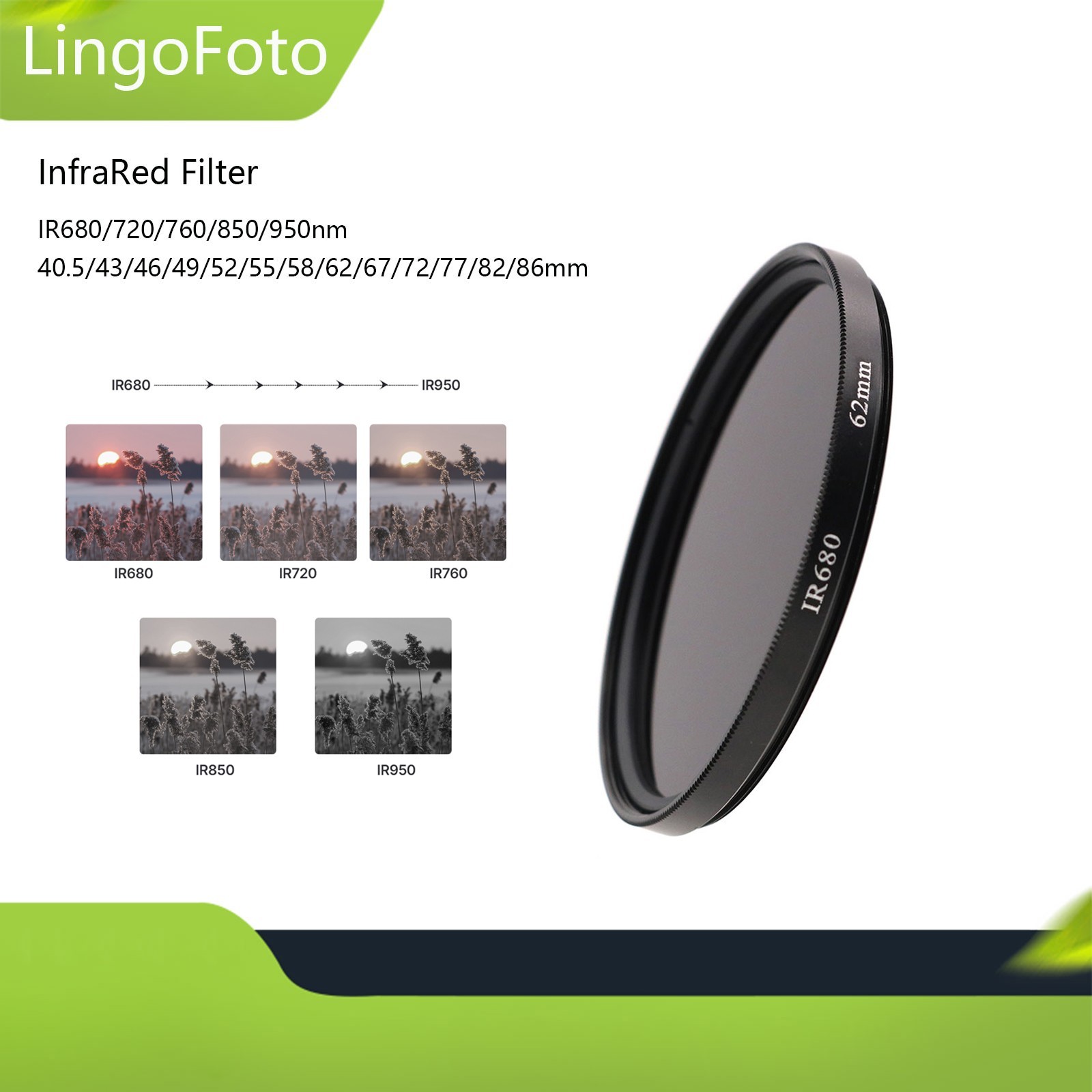 40.5-86mm IR680/720/760/850/950nm Infrared IR Lens Filter for DSLR/SLR Camera