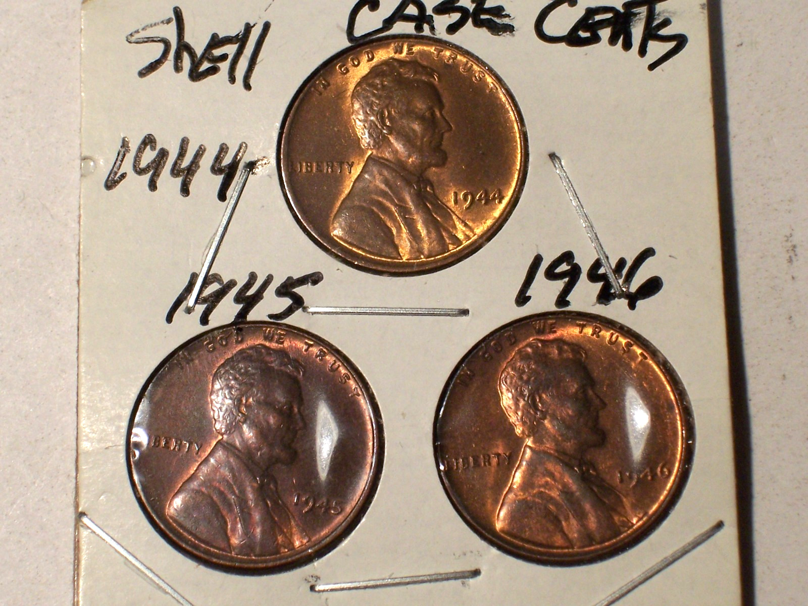 1944,45,46-P @ Nice" 3-coin set of Shell Case Cents.!!