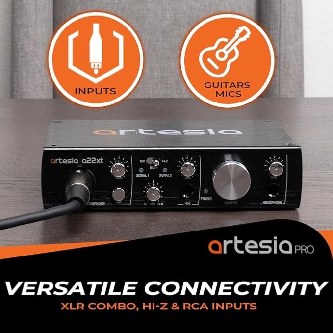 Artesia A22xt USB Audio Interface With 24Bit/96khz For High-Resolution Recording