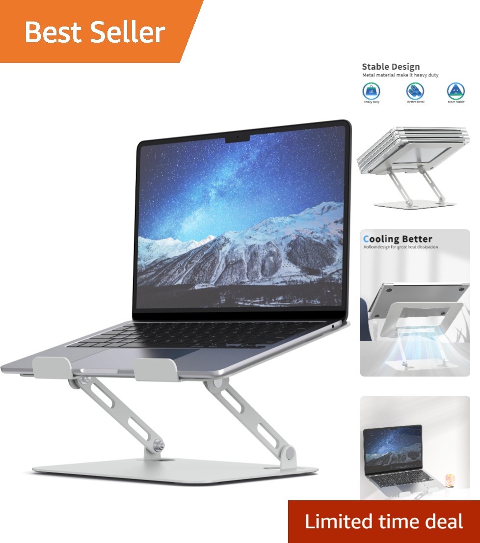 Heavy-Duty Adjustable Laptop Stand with Foldable Design for 10 to 15.6-Inch PCs