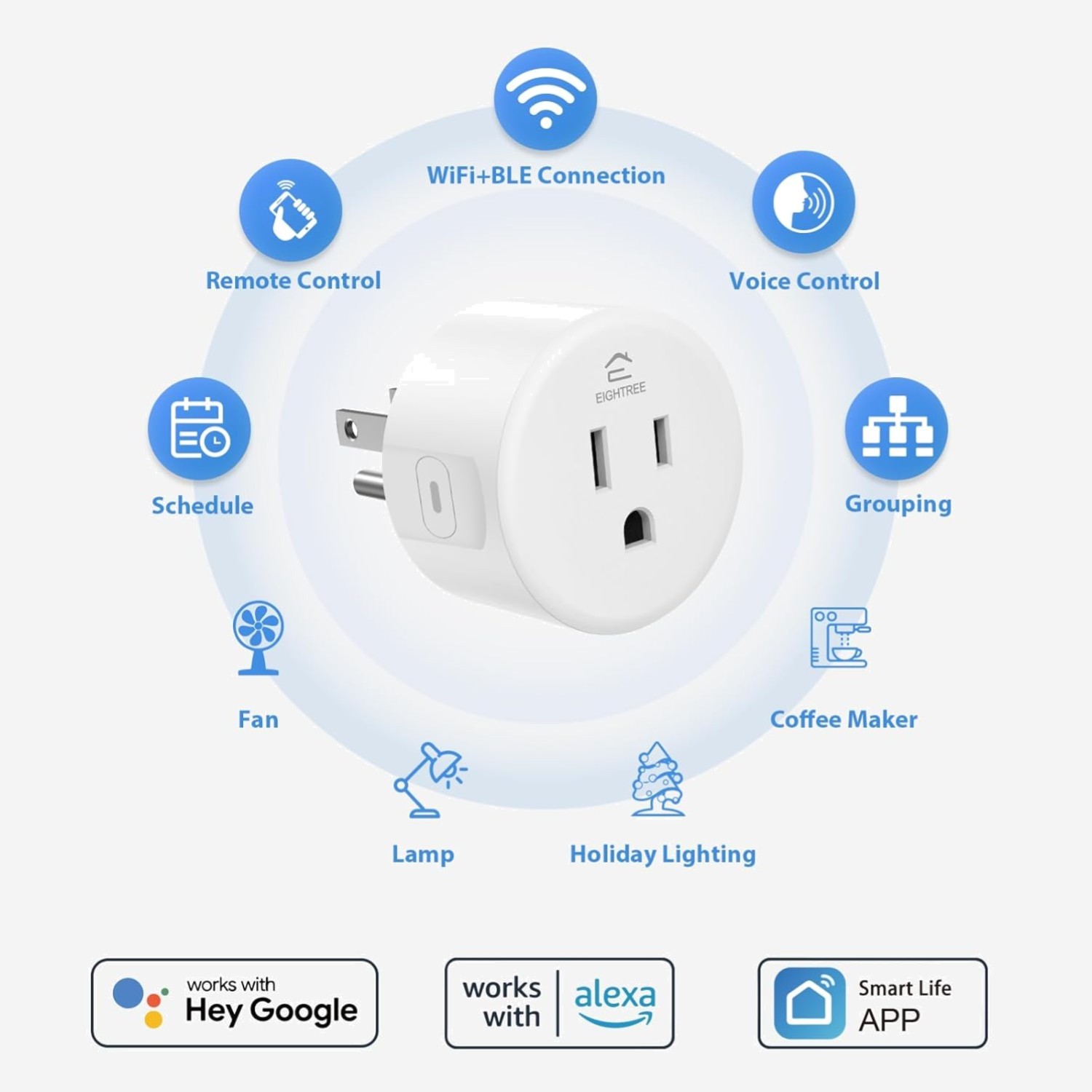 Smart Plug, Smart Home WiFi Outlet Compatible with Alexa & Google Home, Smart...