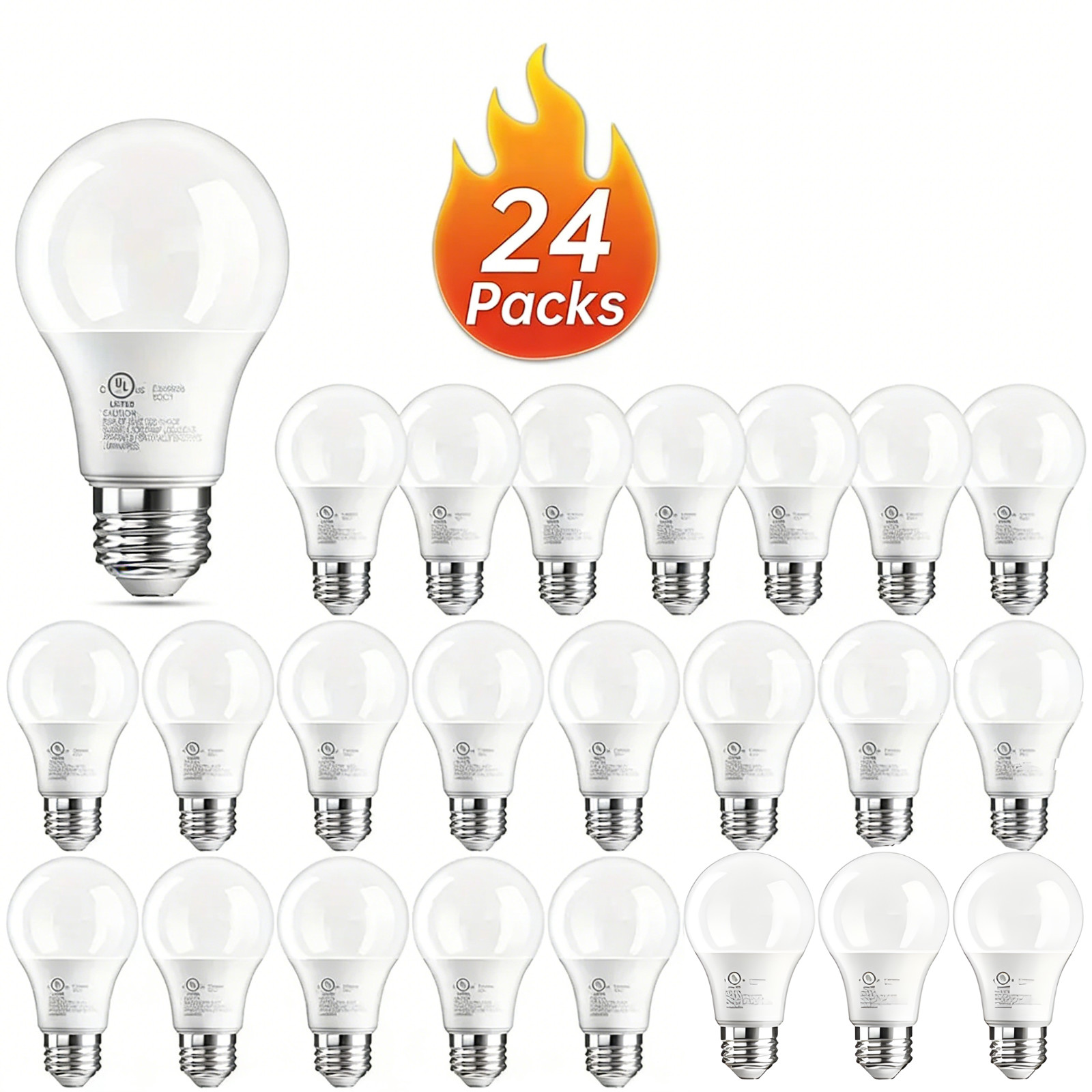 24 Pack A19 LED Light Bulbs 15W 100W Equivalent Daylight 5000K E26 Base Lamp