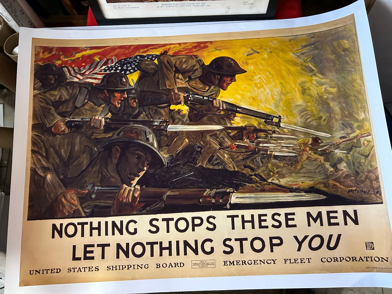 US Army "Nothing Stops These Men..Let Nothing Stop You" Poster 18 x 24 WW I