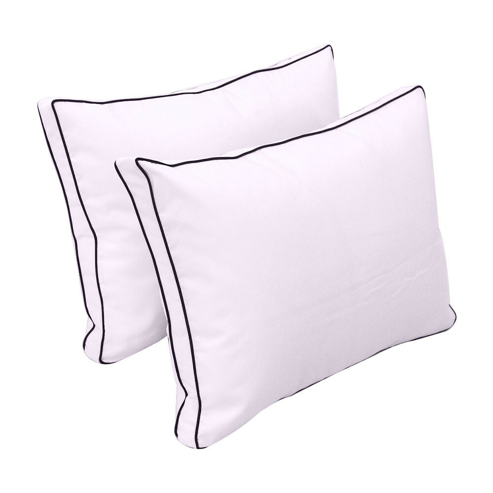 |SLIPCOVER ONLY| S1 Outdoor Bolster Back Pillow Covers Contrast Trim Twin AD107
