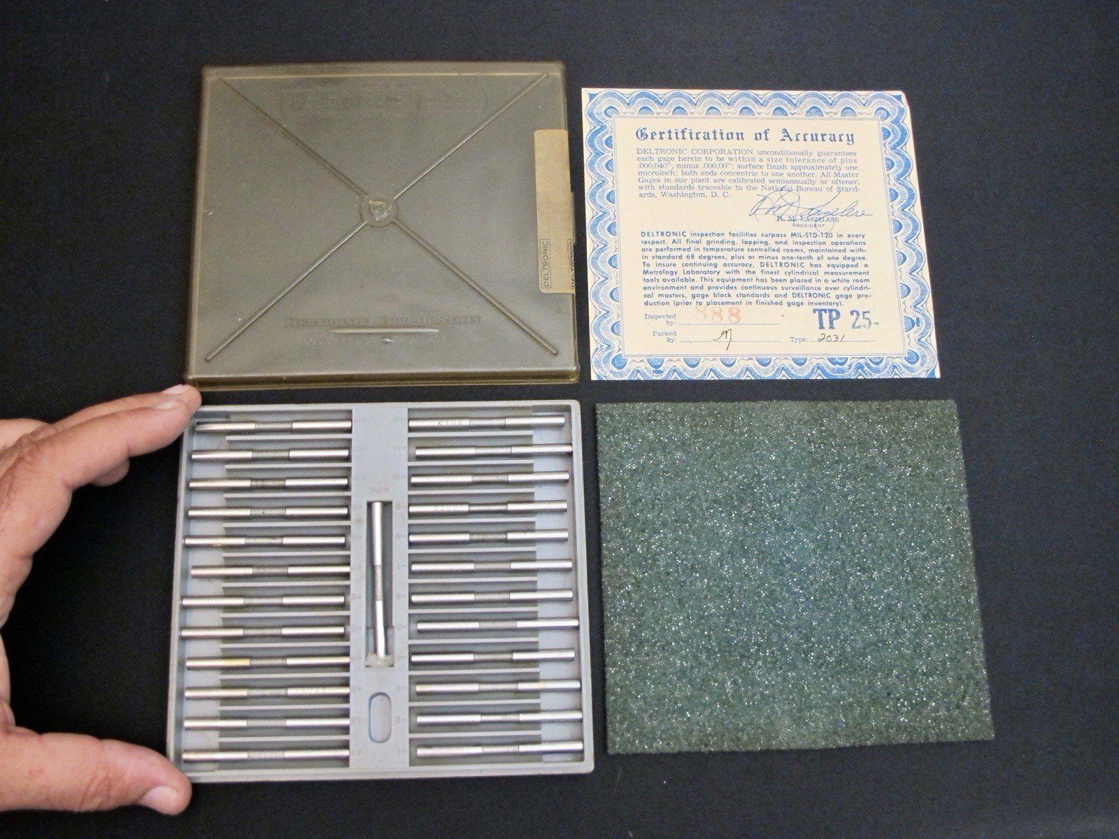 Deltronic .2031" 13/64" Tenth Plug Gauge Set TP25 Class X Pin Gage Complete Cert
