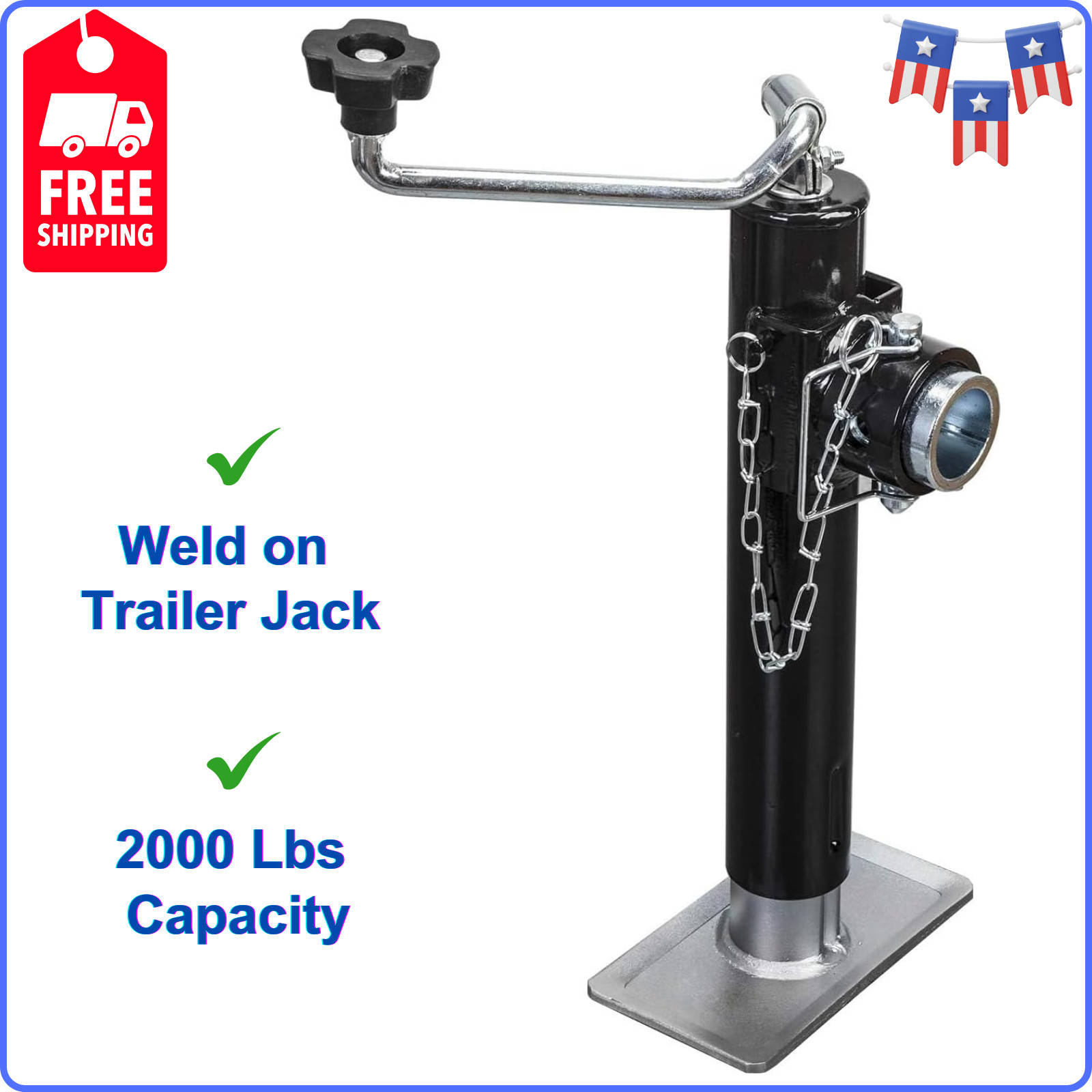 2000 Lbs Capacity Weld on Pipe Mount Swivel Trailer Jack, Weld on Trailer Jack