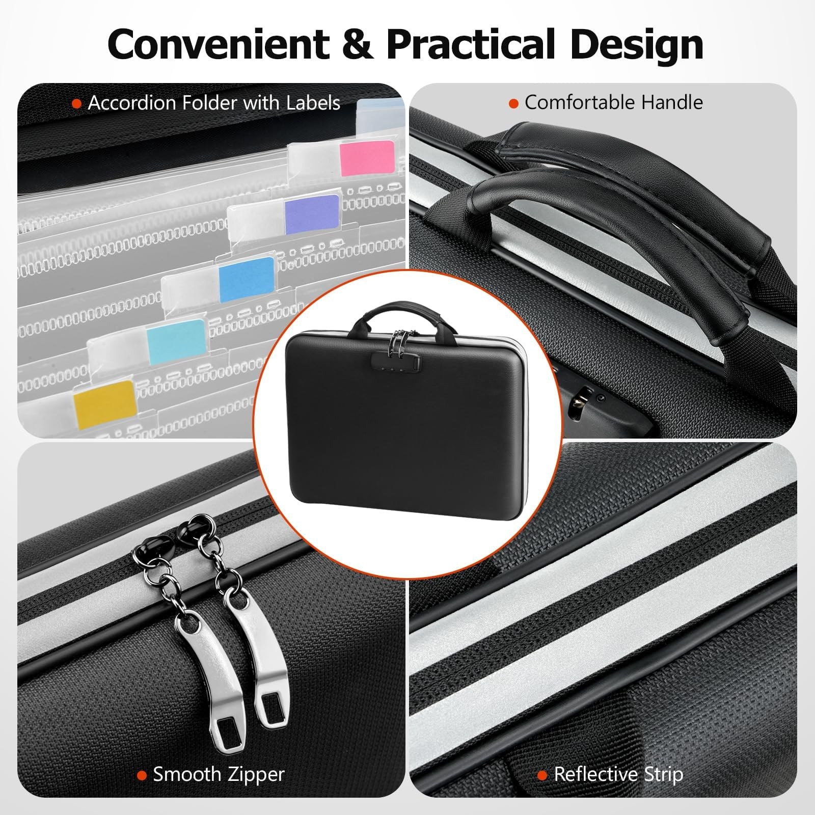 Dadanism 5200℉ Fireproof File Organizer with Combination Lock, Hard Shell Mul...