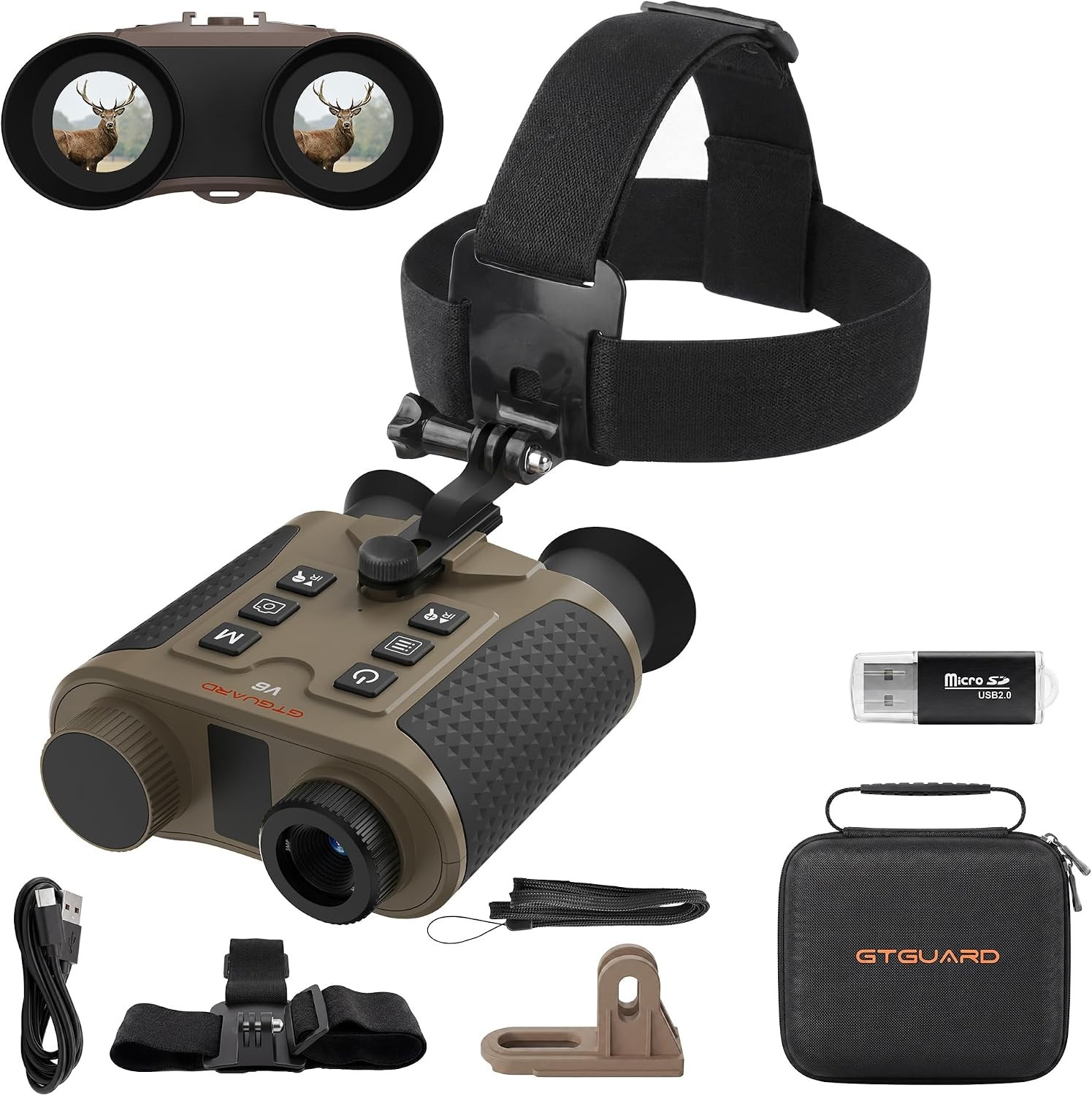 US 4K Night Vision Goggles Head Mounted Rechargeable Infrared Digital Binoculars