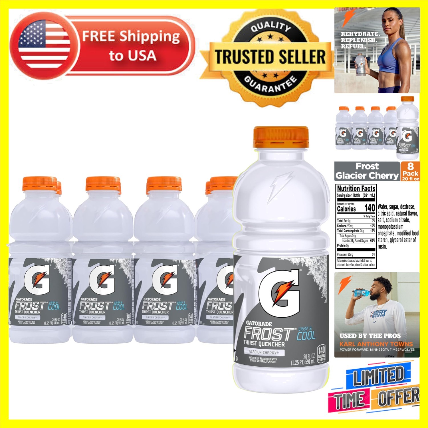 Thirst Quencher: Glacier Cherry Electrolyte Drink, Perfect for Workouts - 8 Pack