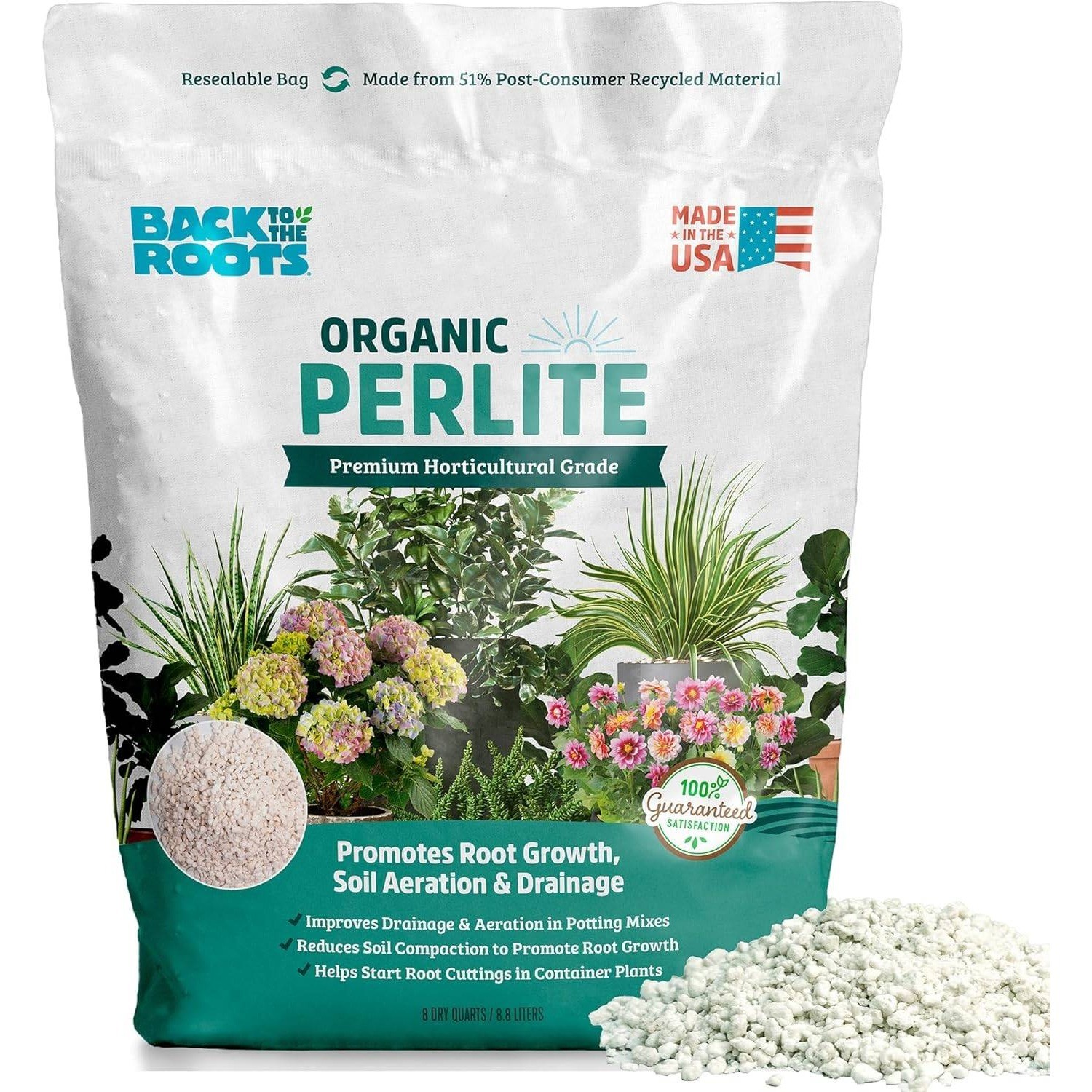 Back to The Roots 100% Organic Perlite 8qt for Indoor and Outdoor Plants