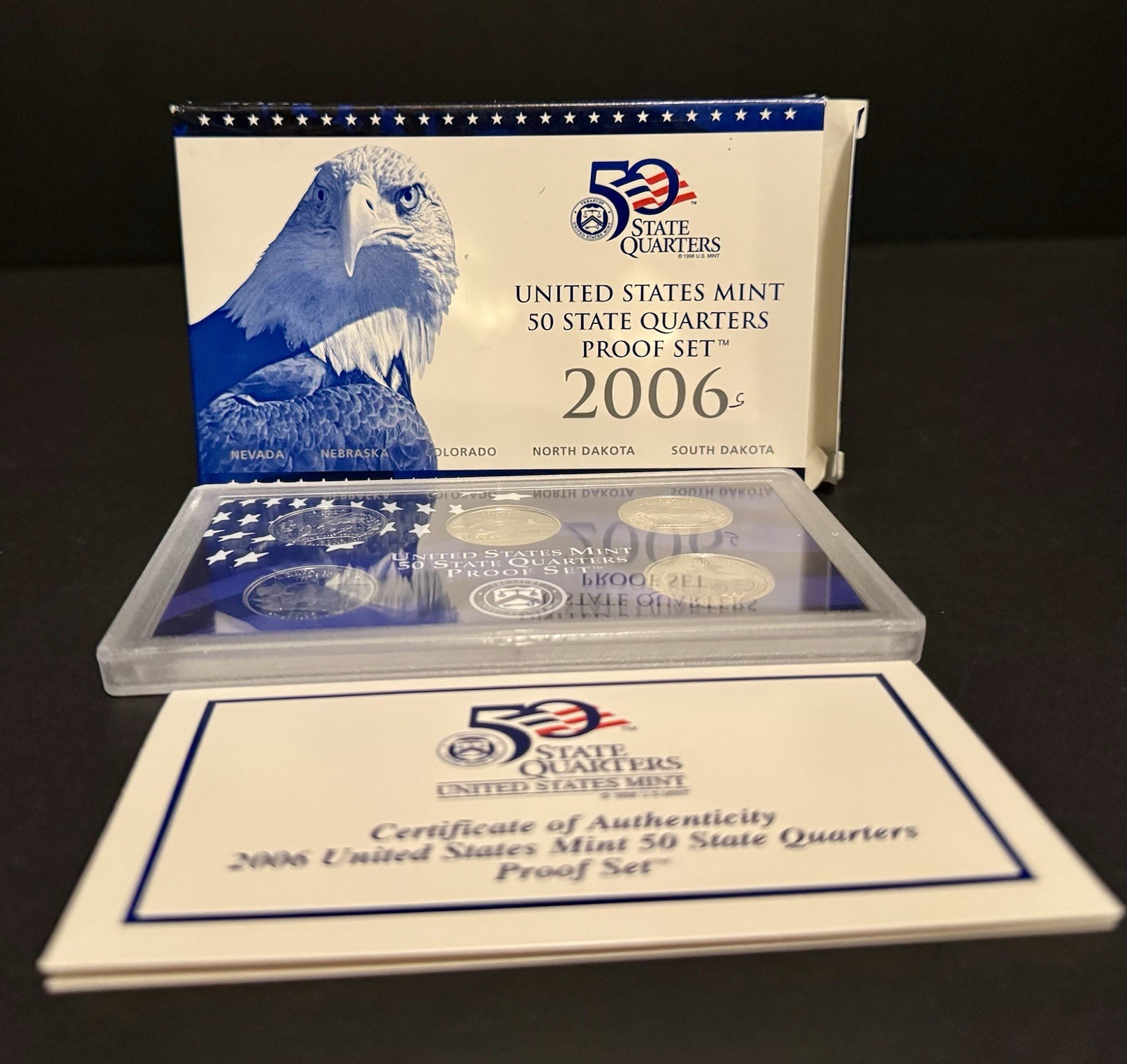 2006 U.S. Mint 5 State Quarters Proof Set  With Certificate of Authenticity  OGP