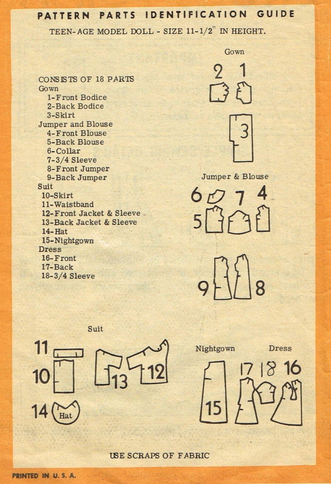 Barbie DOLL Patterns Size 11.5" ~6 patterns~ Vintage Mail Order
