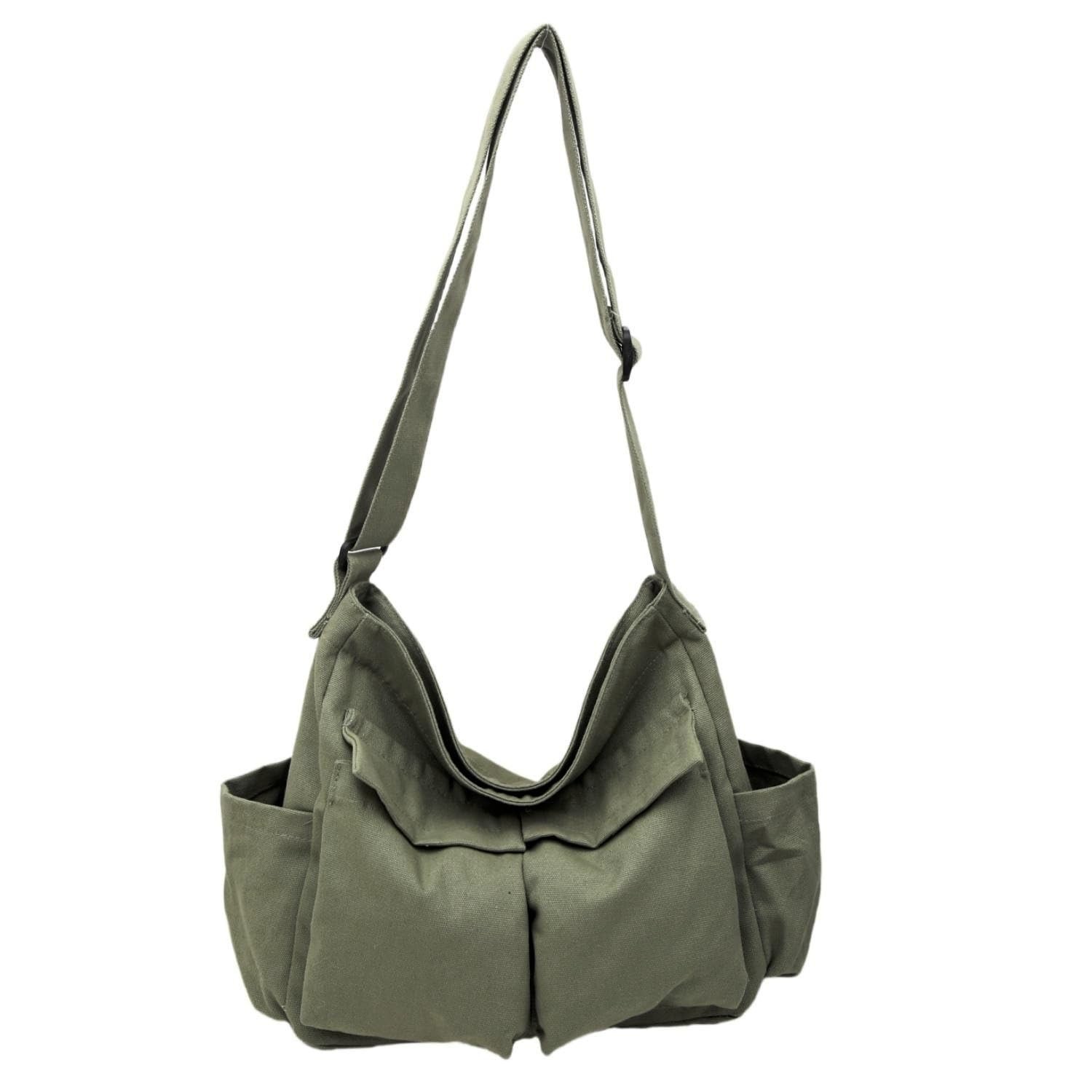 Cute Canvas Tote Bag for School/Work/Travel, Large Crossbody Messenger Bag La...