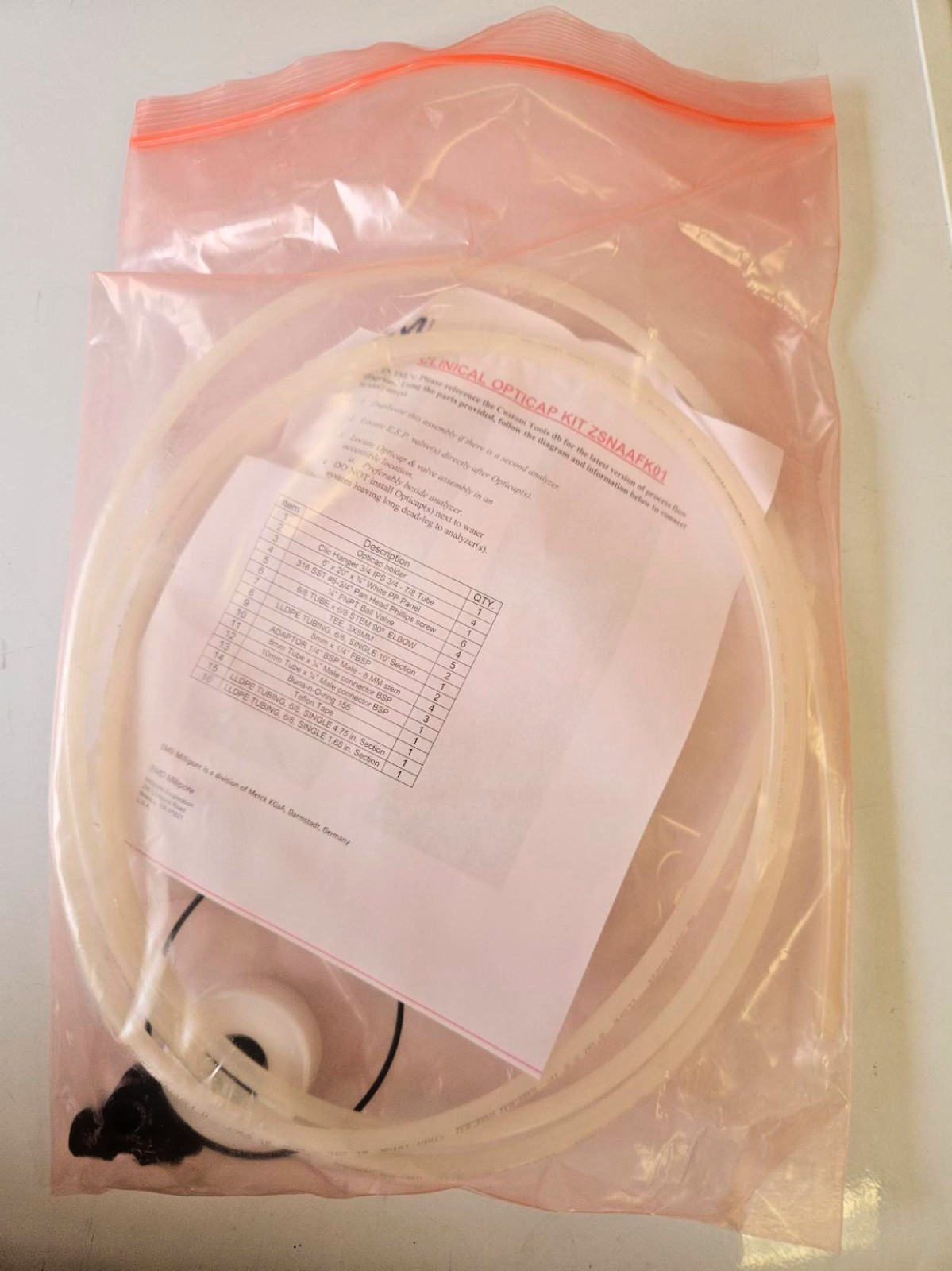 NEW Millipore Clinical Opticap Fitting Kit, #ZSNAAFK01