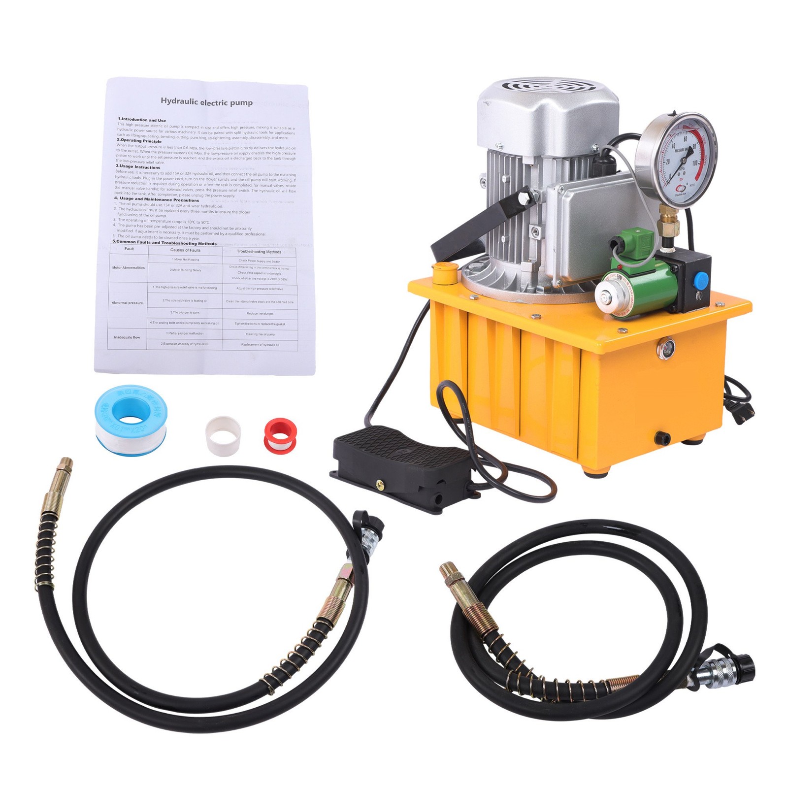 Electric Hydraulic Pump Single Acting 10000 PSI 750W 110V 60Hz 8L Capacity