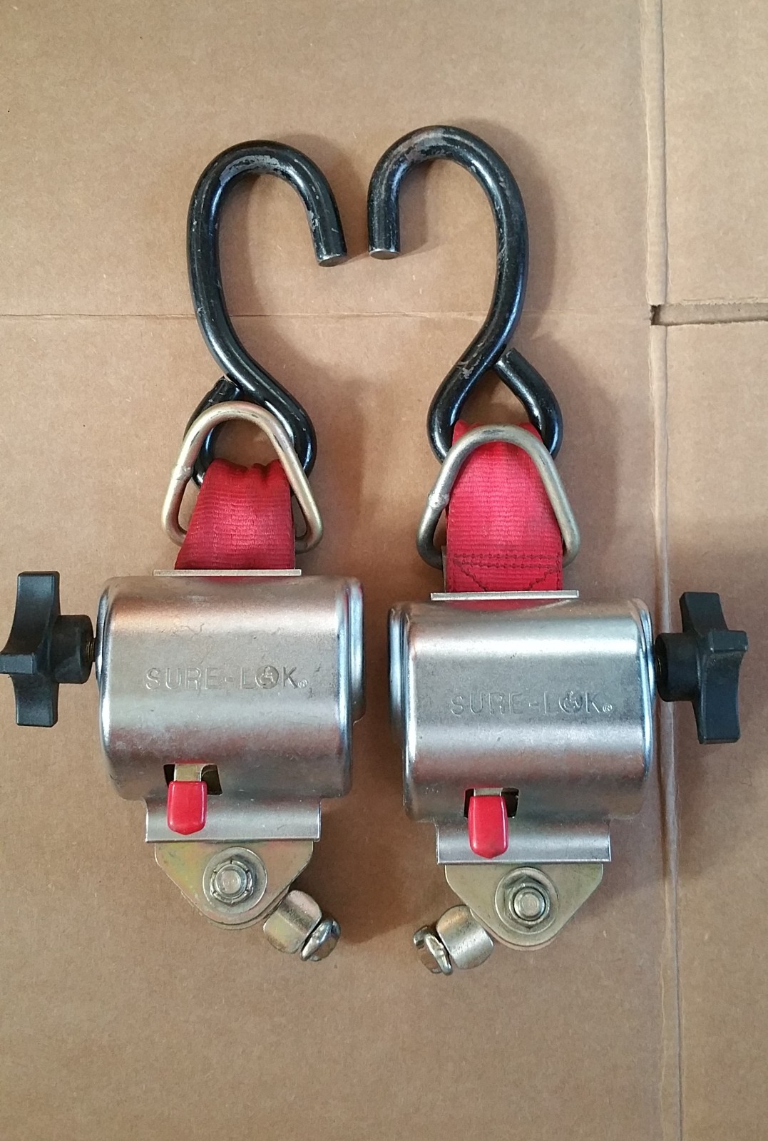 (Pair) Sure-Lok Left & Right Wheelchair Tiedown Retractor; L Track S-Hook