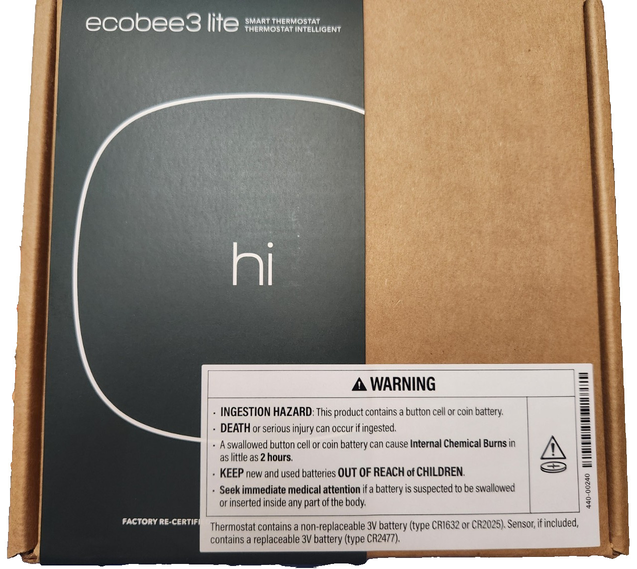 Ecobee3 Lite WiFi Smart Thermostat - Black - Sealed Box New