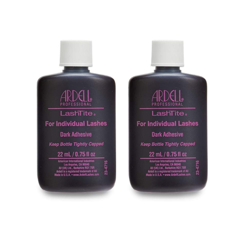 LashTite Lash Adhesive, Dark Eyelash Glue for Individual Lashes 0.75 oz, 2 Pack