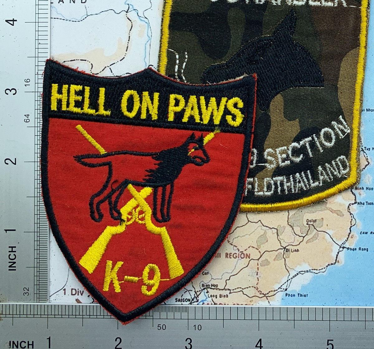 1 patch plus 1 , dog handler , K-9 Hell On Paws Vietnam Patch , p2-20