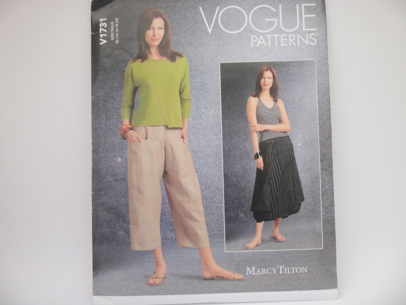 Vogue 1731 Marcy Tilton Wearable Art Loose Fit Skirt & Pants Pattern 14-20