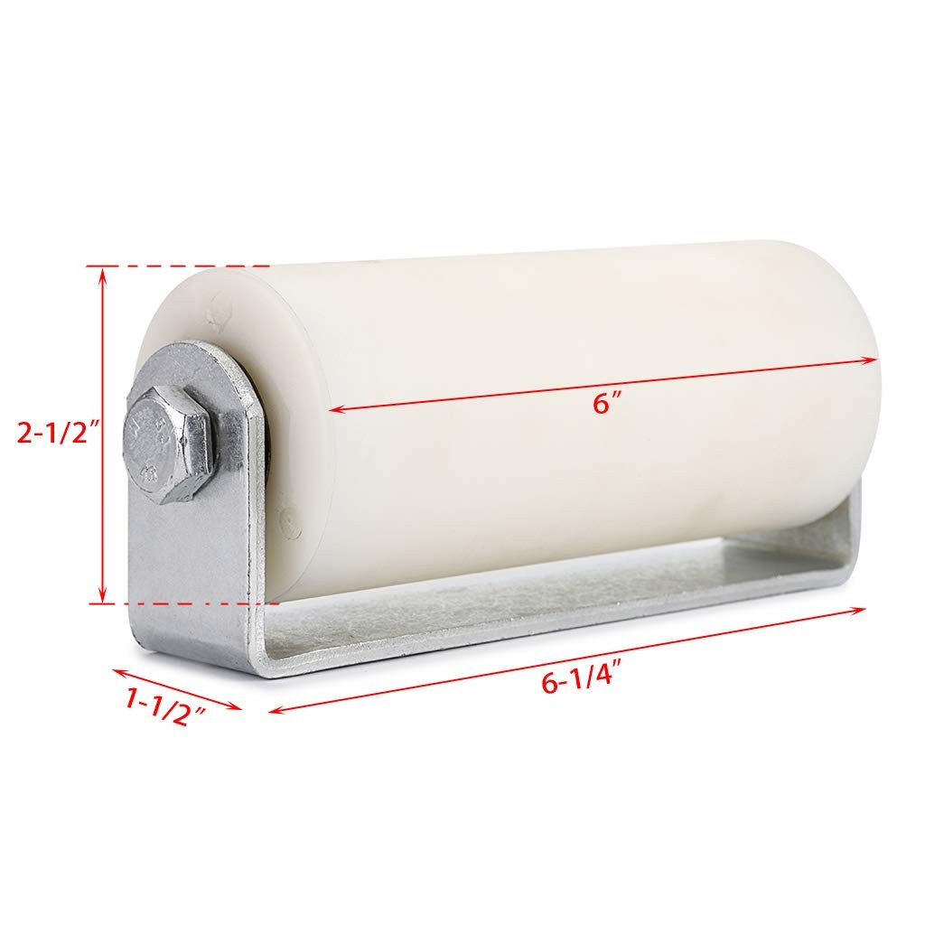 Skelang 6" Slide Gate Guide Roller with Post Welded Bracket, White - 6 inches