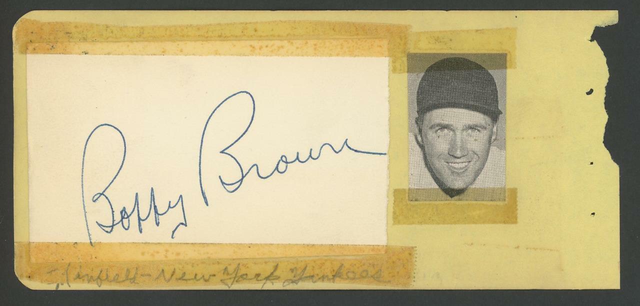 BOBBY BROWN autograph cut on album page | Yankees - signed w/Al Aber