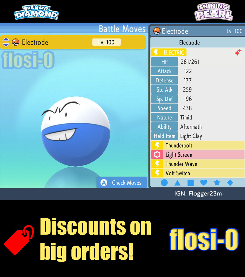 6IV Shiny Electrode Pokemon Brilliant Diamond and Shining Pearl