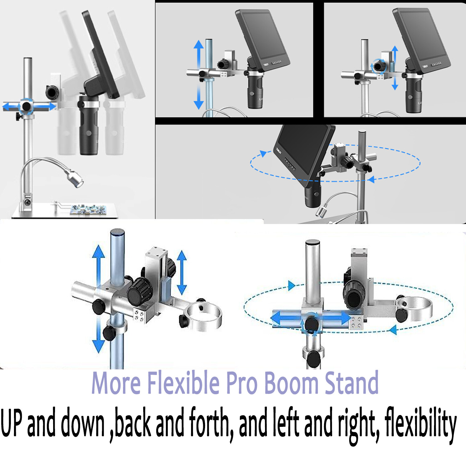TOMLOV 10\" Digital Soldering Microscope 2000x Coin Microscope Flexibility Stand