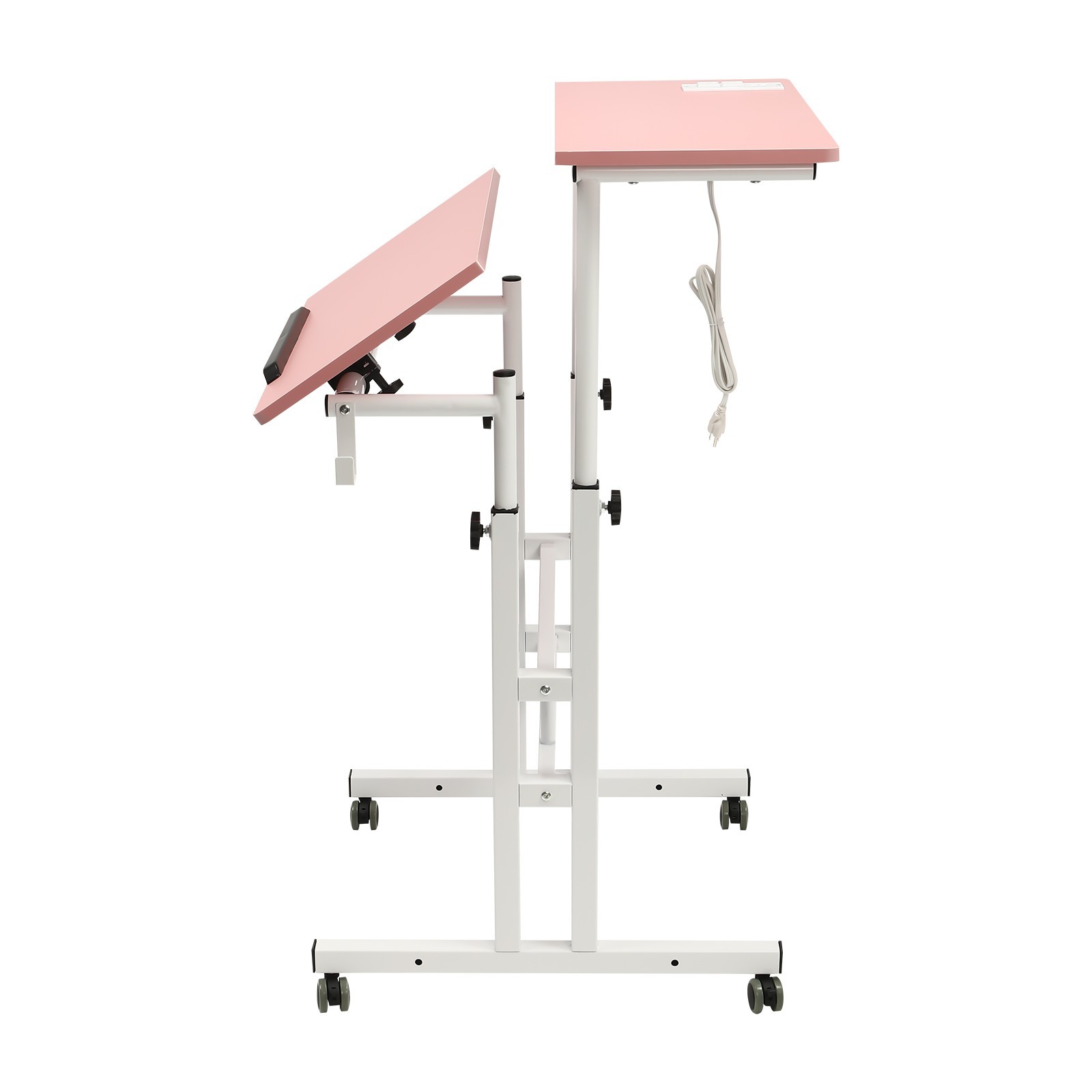 Rolling Laptop Desk Adjustable Height Office Laptop Table Stand up Workstation