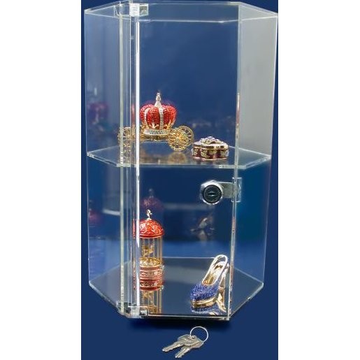 Revolving Rotating Acrylic Locking Display Case Countertop Tower 8 1/4 x12 7/8"