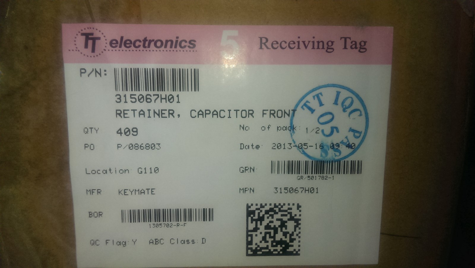 (100 pcs )retainer, front capacitor by keymate 315067h01