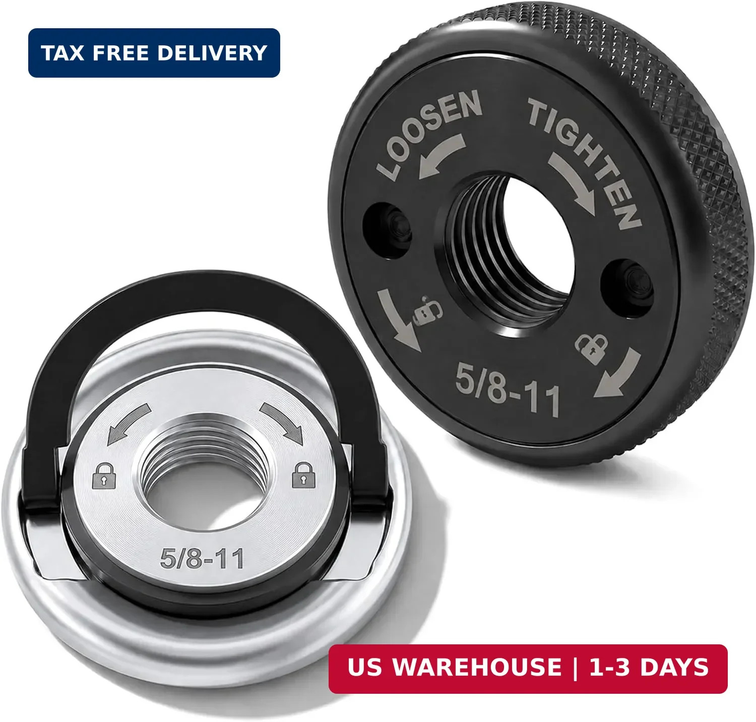 2Pcs 5/8"-11 Thread Angle Grinder Flange Nuts, Tool-Free Quick Release Locking K