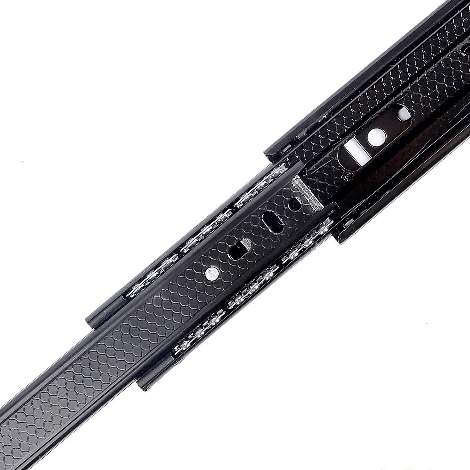 2 PCS Heavy-Duty 10 Inch Full Extension Drawer Slides - Black Steel Rails