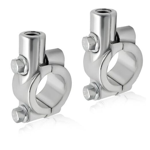 2PCS Motorcycle Handlebar Mirror Mount Holder, 7/8" Handlebar 10mm 10mm Silver