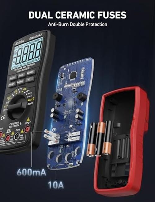 Digital Multimeter, True RMS 6000 Counts Auto-Ranging Volt Black - Multimeter