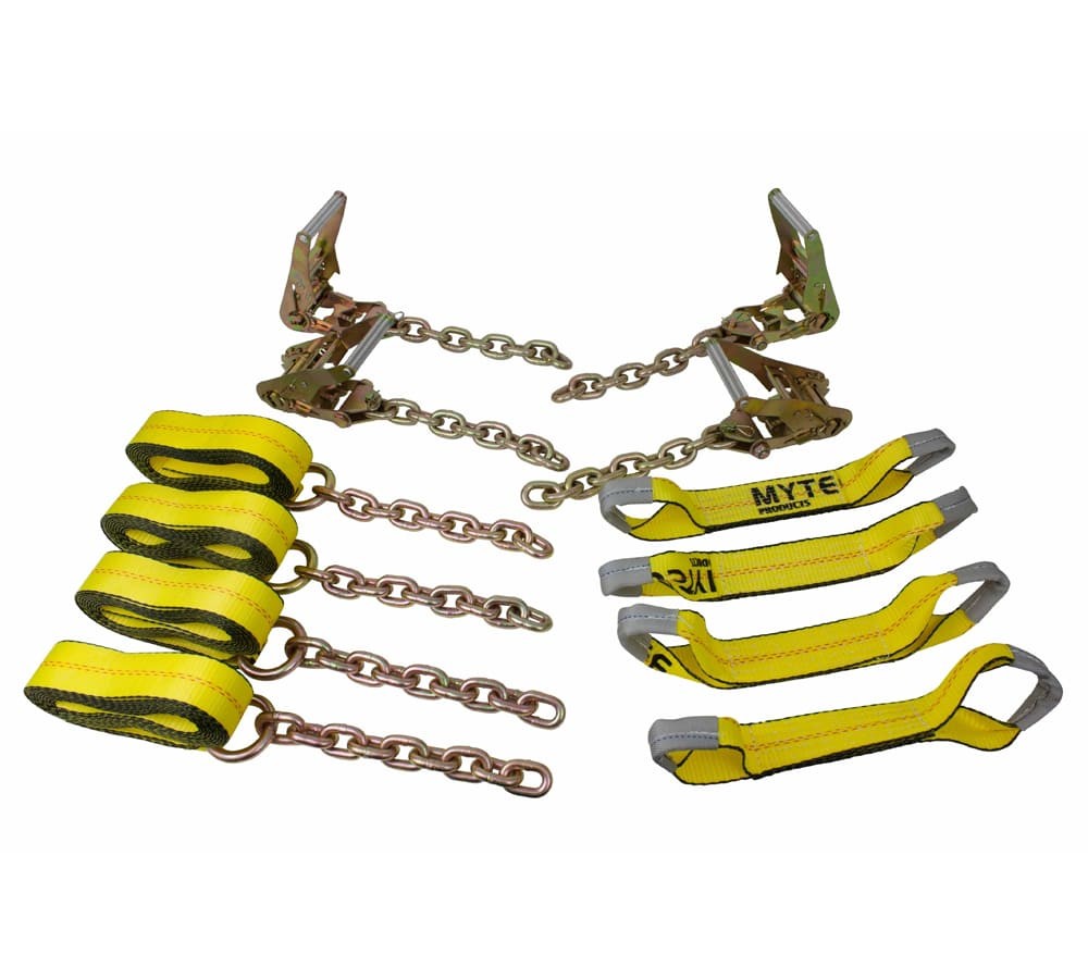 8 Point Roll Back Tie Down System Chain Ends for Car Hauler Carrier Tow Truck...