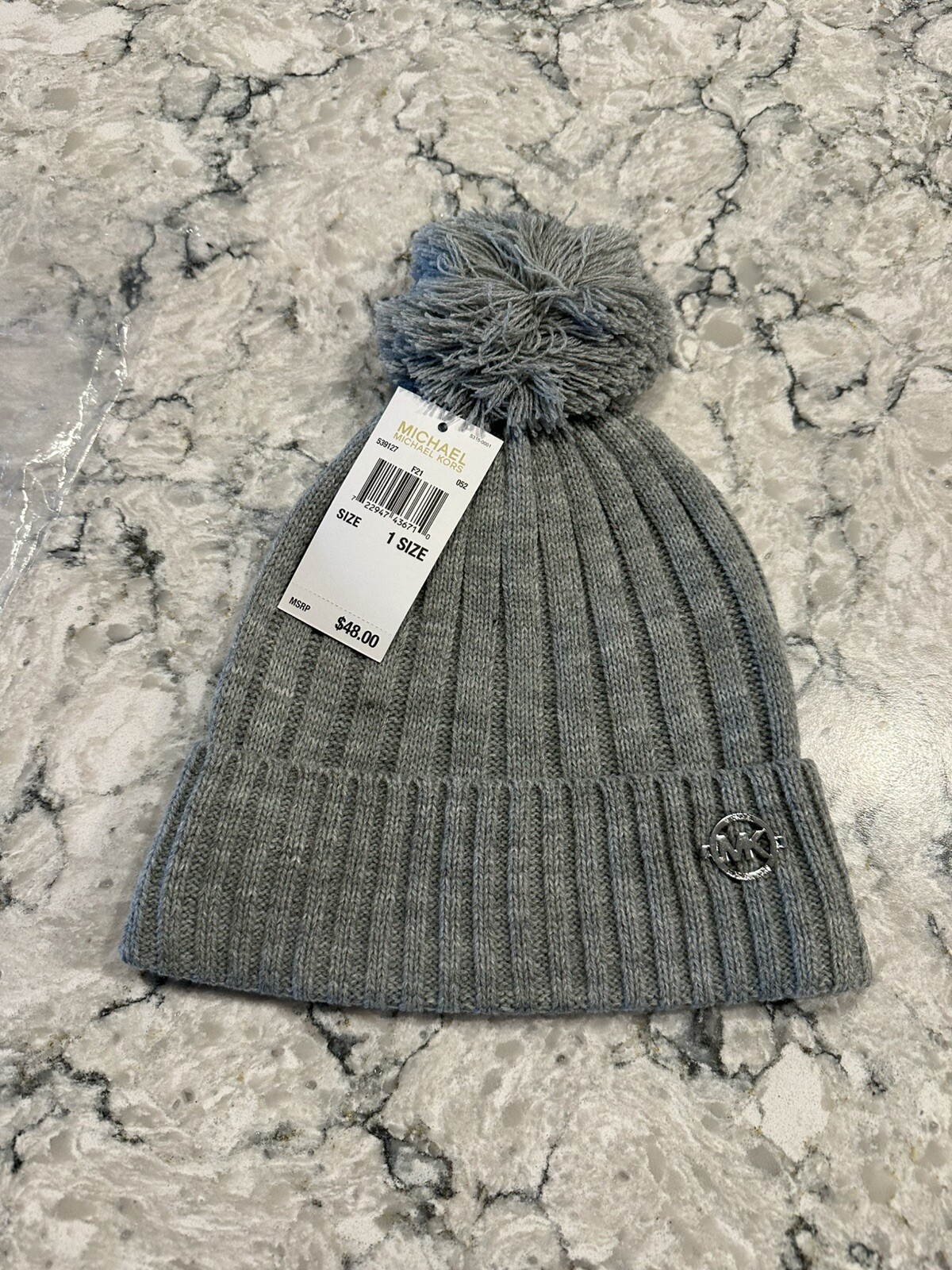 Michael Kors NEW Gray Knit Pom Hat One Size Womens