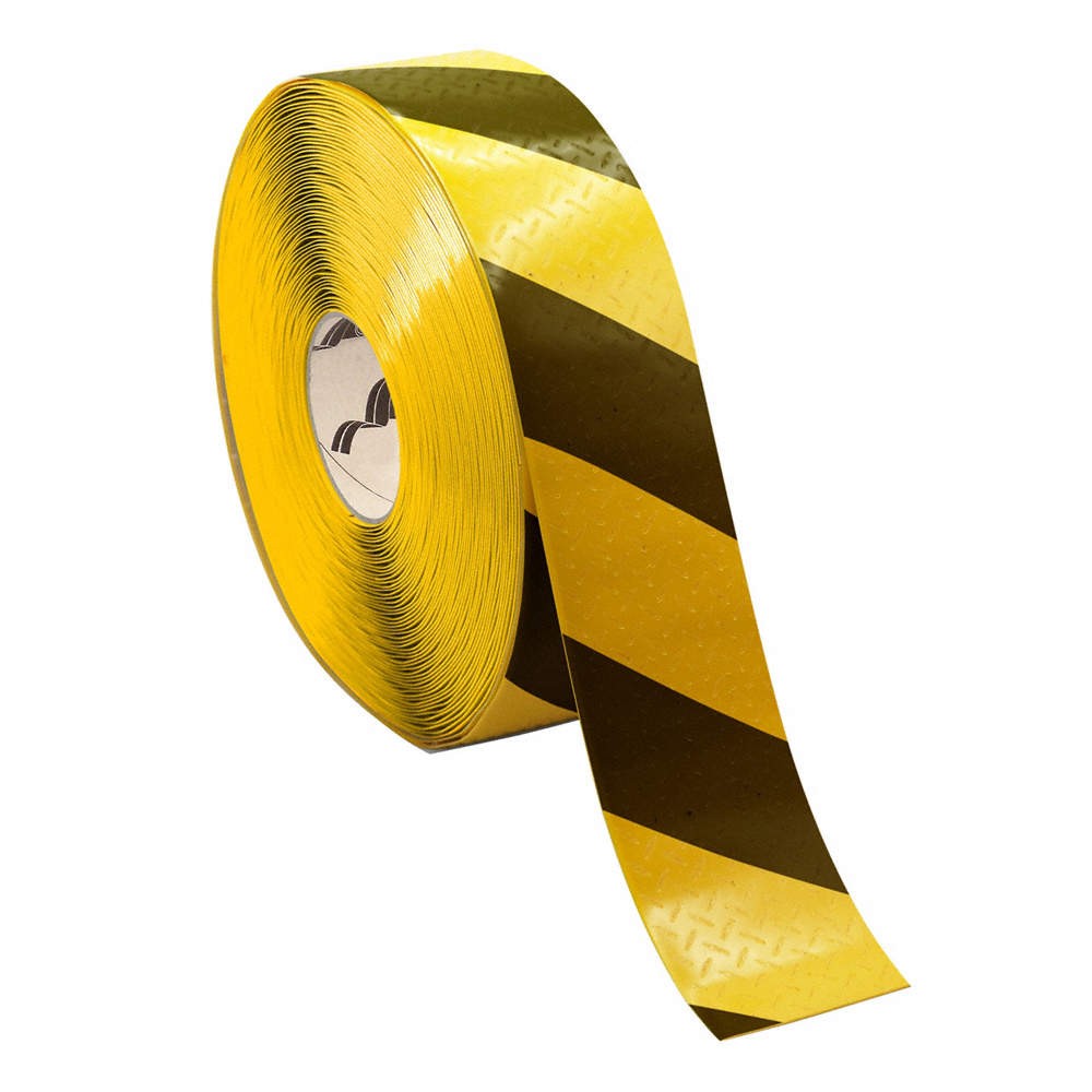 MIGHTY LINE MTH370 Floor marking,Black/Yellow,3inx3in,Roll 783G85