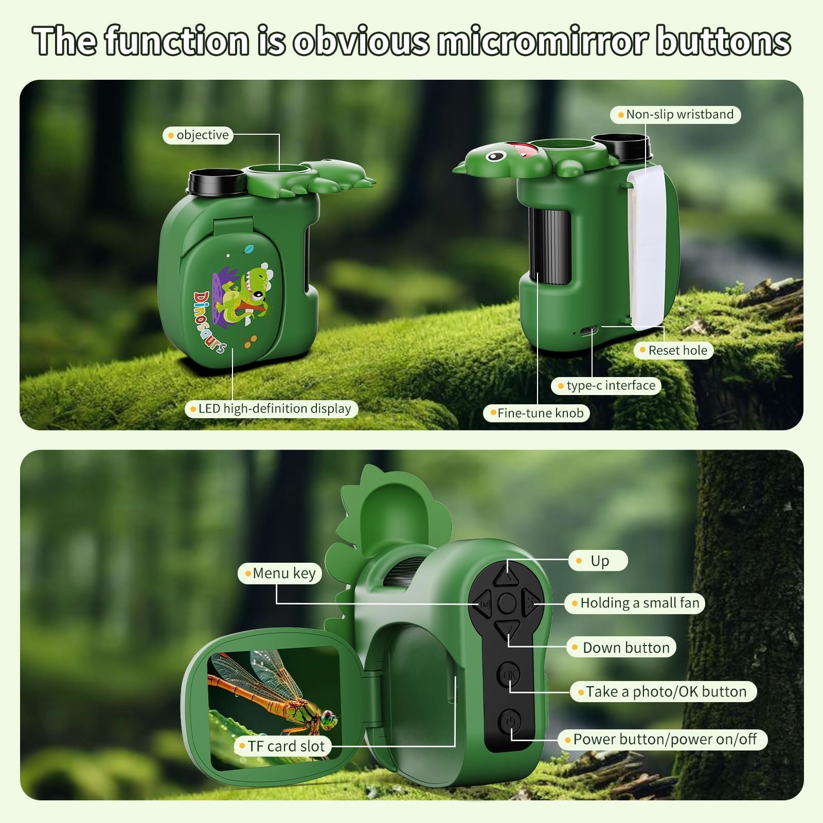 1600X Handheld Microscope for Kids 2" IPS Screen Kit Mini Pocket Digital...