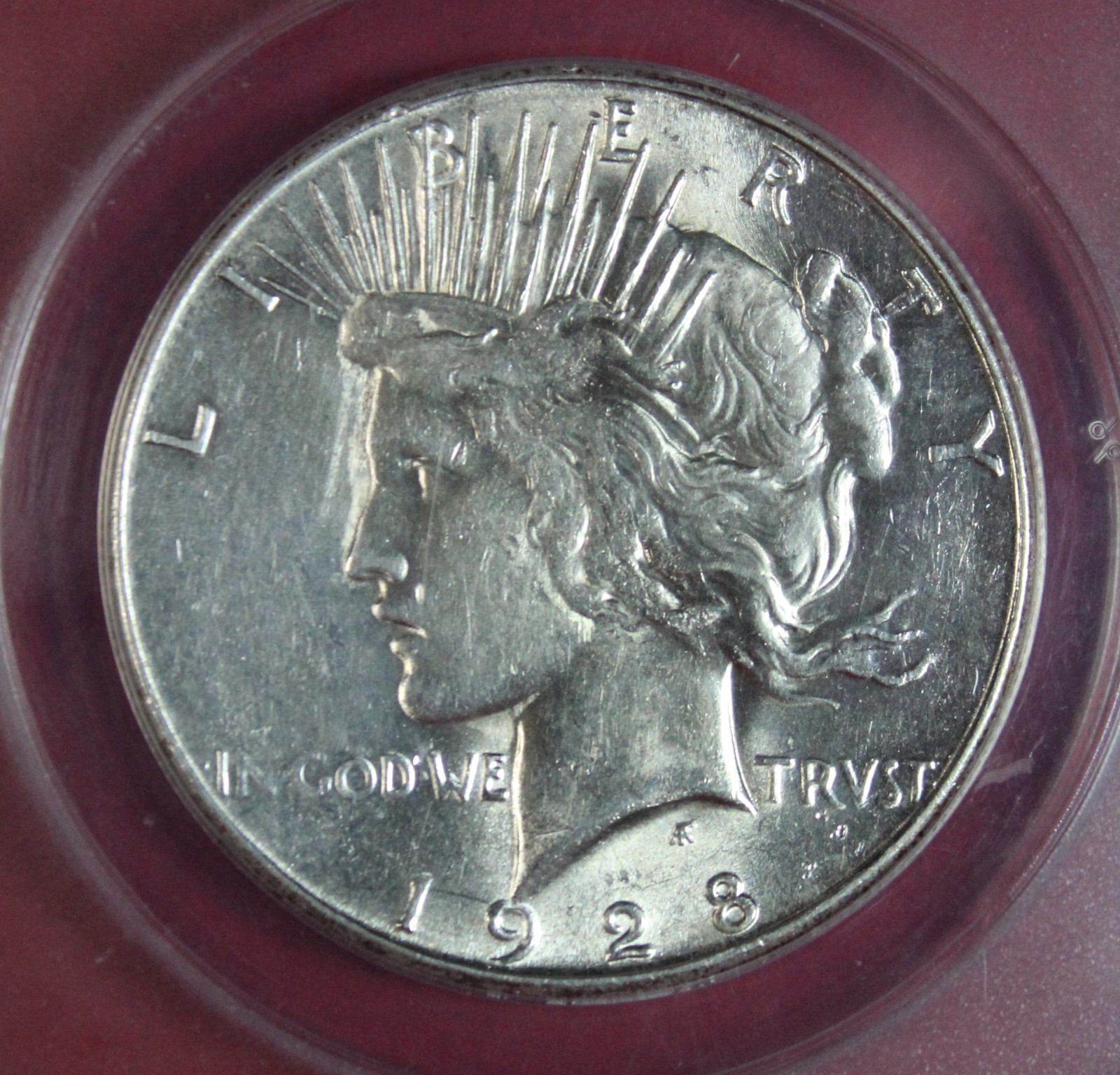 1928-S PEACE DOLLAR ANACS AU53