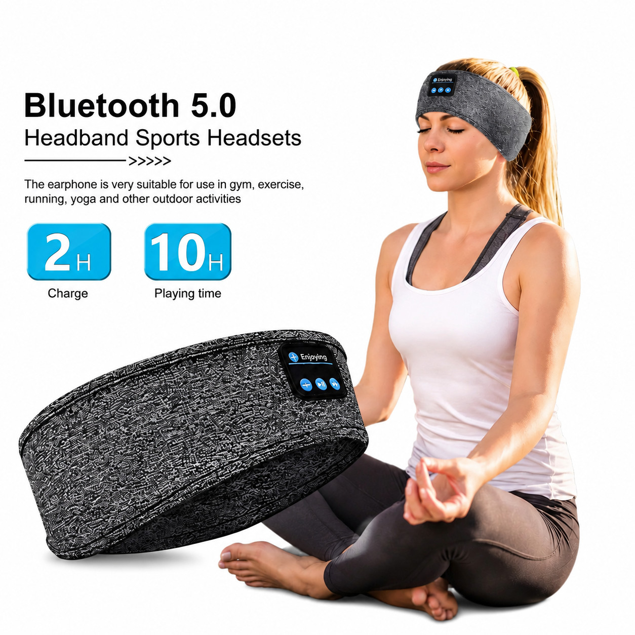 Wireless Bluetooth 5.0 Sports Stereo Headband Headphones Sleep Music Washable US