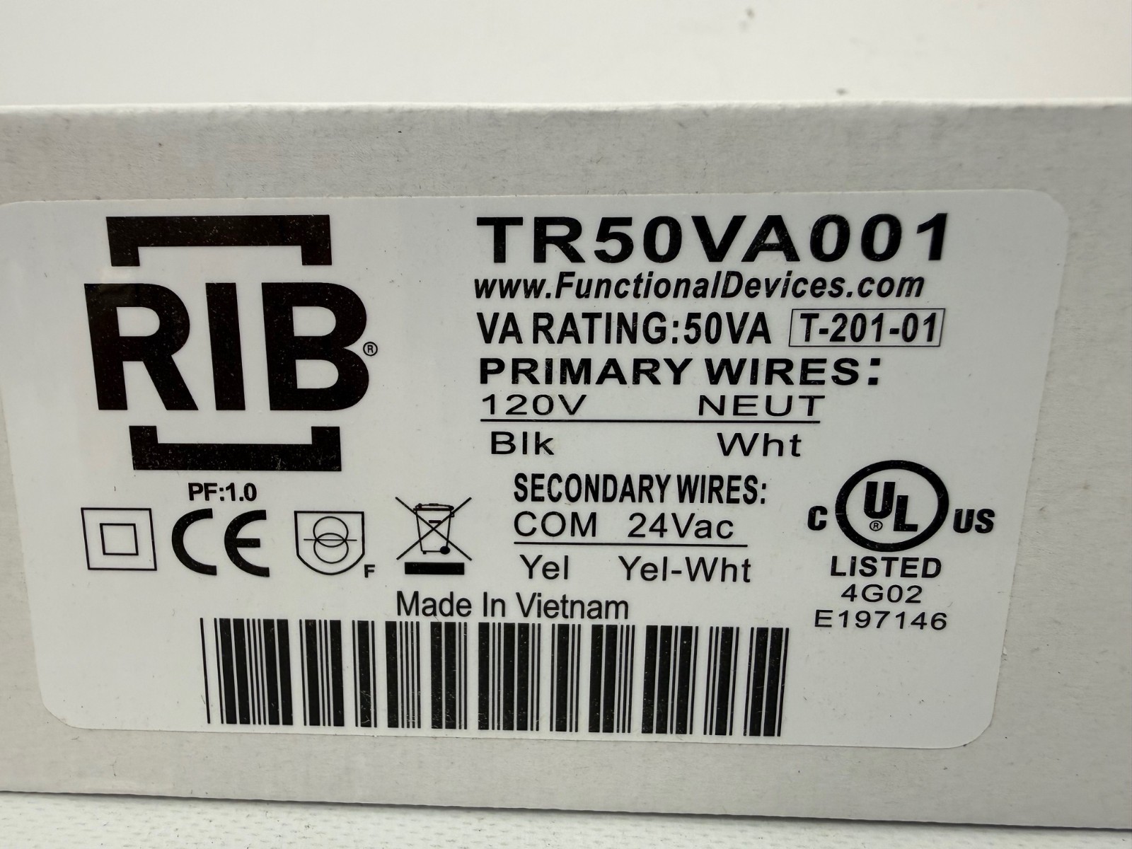 FUNCTIONAL DEVICES RIB TR50VA001 50VA TRANSFORMER NEW OPEN BOX