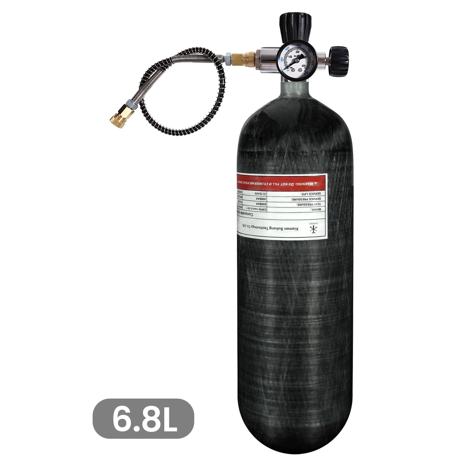 TUXING 4500Psi/300BAR Pcp 6.8L/414cu/6800cc Carbon Fiber HPA Air Tank with Valve